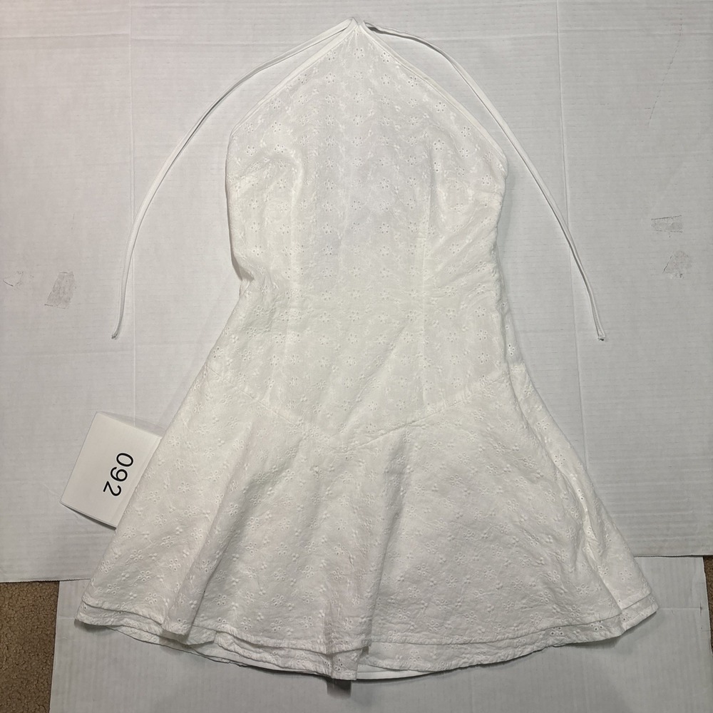 Princess Polly Flowerchild Halter Mini Dress White Eyelet Cotton US 2 NWT Flaw - Picture 5 of 14